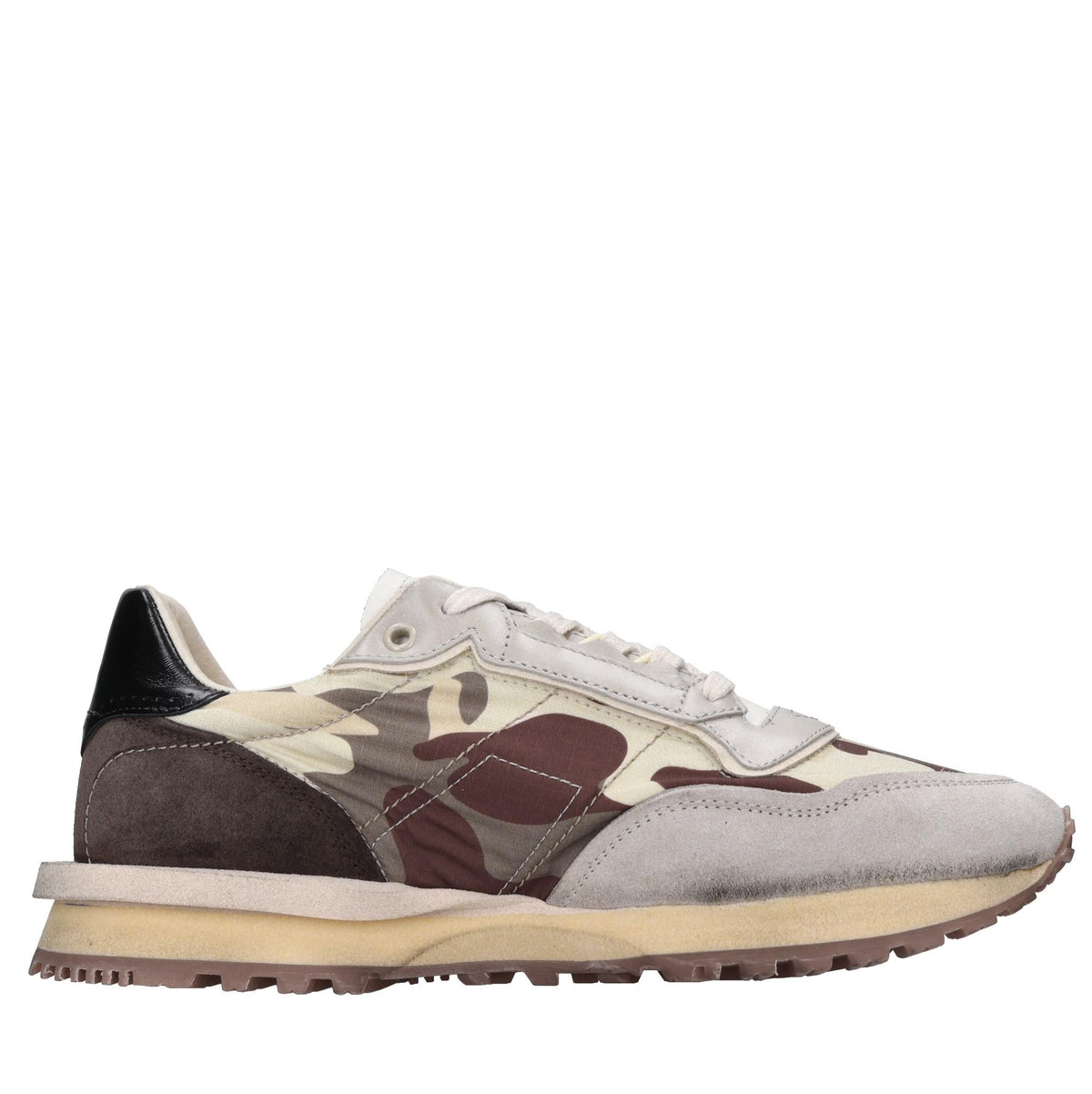 Sneakers in pelle e tessuto 