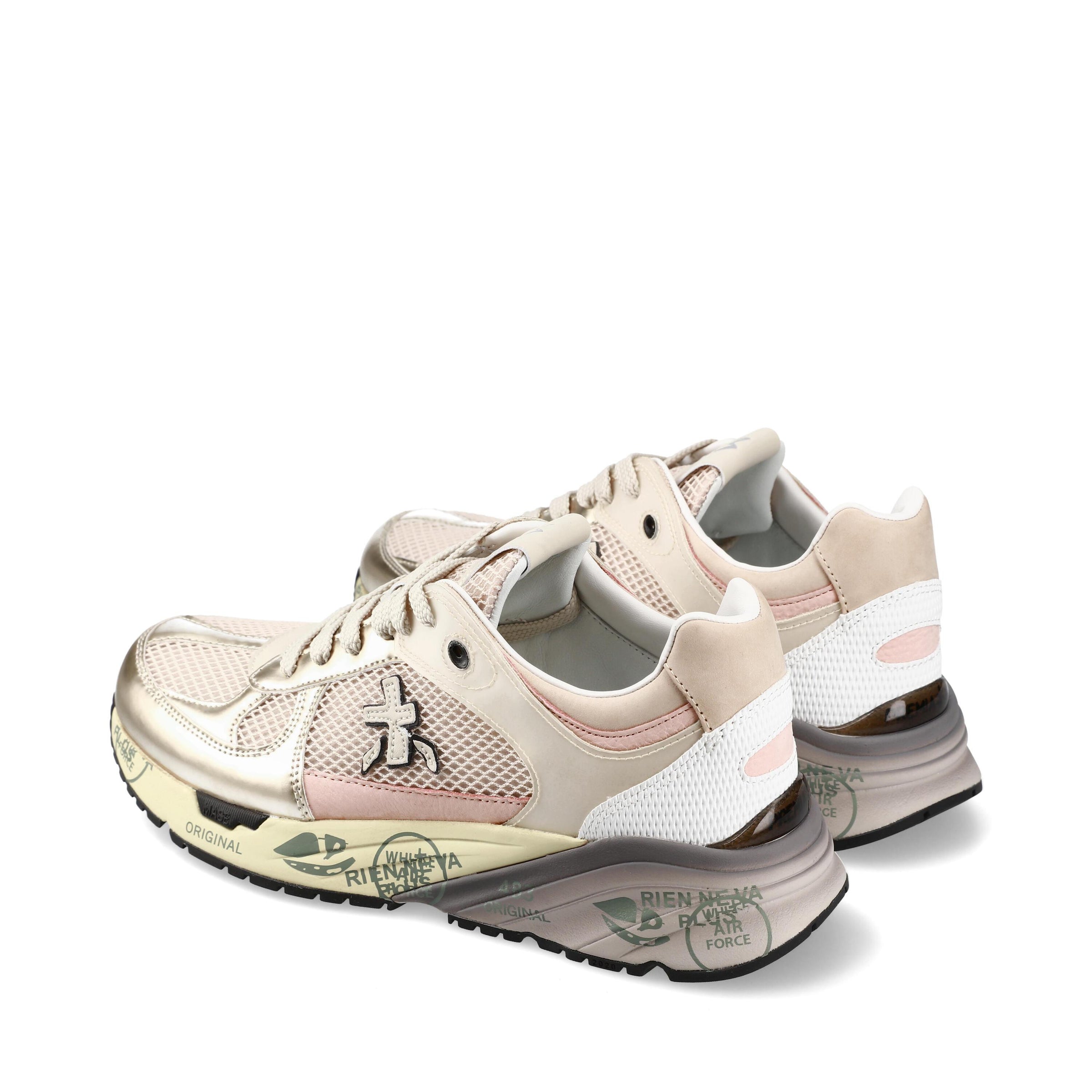Sneakers in pelle e tessuto 