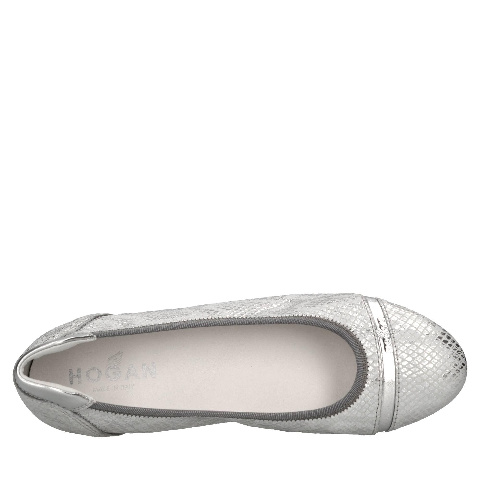 Ballerine in pelle e tessuto 