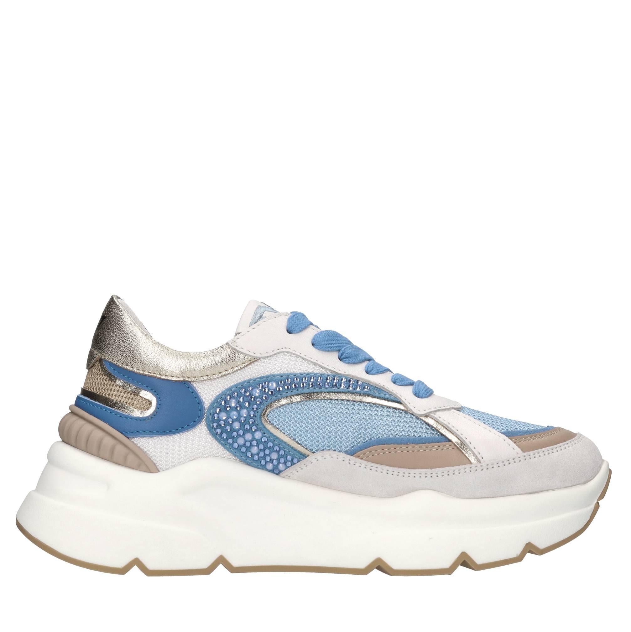 Sneakers in pelle,tessuto e strass 