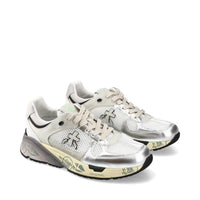 Sneakers in pelle e tessuto 