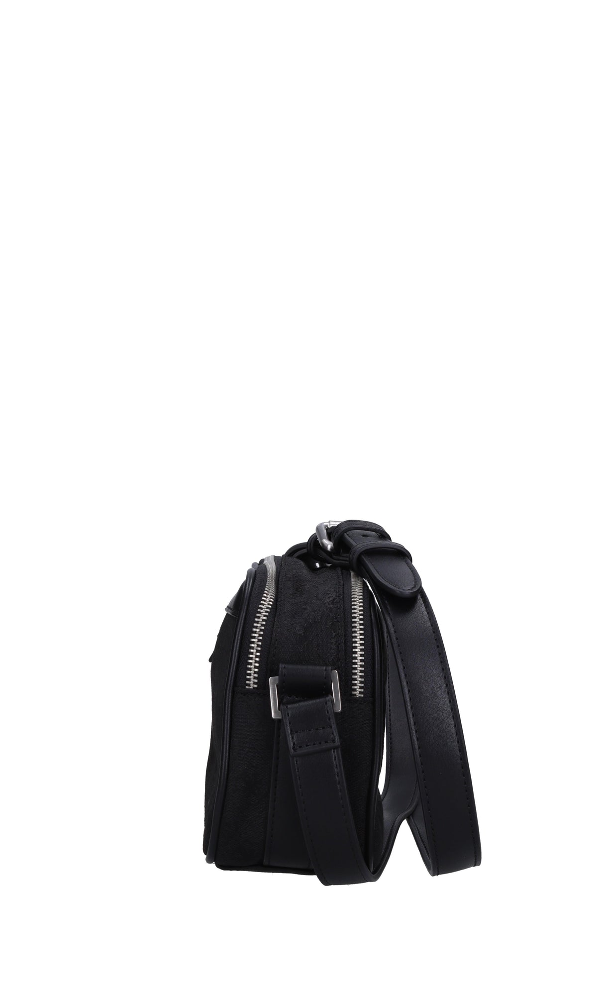Borsa in tessuto con inserti in ecopelle 
