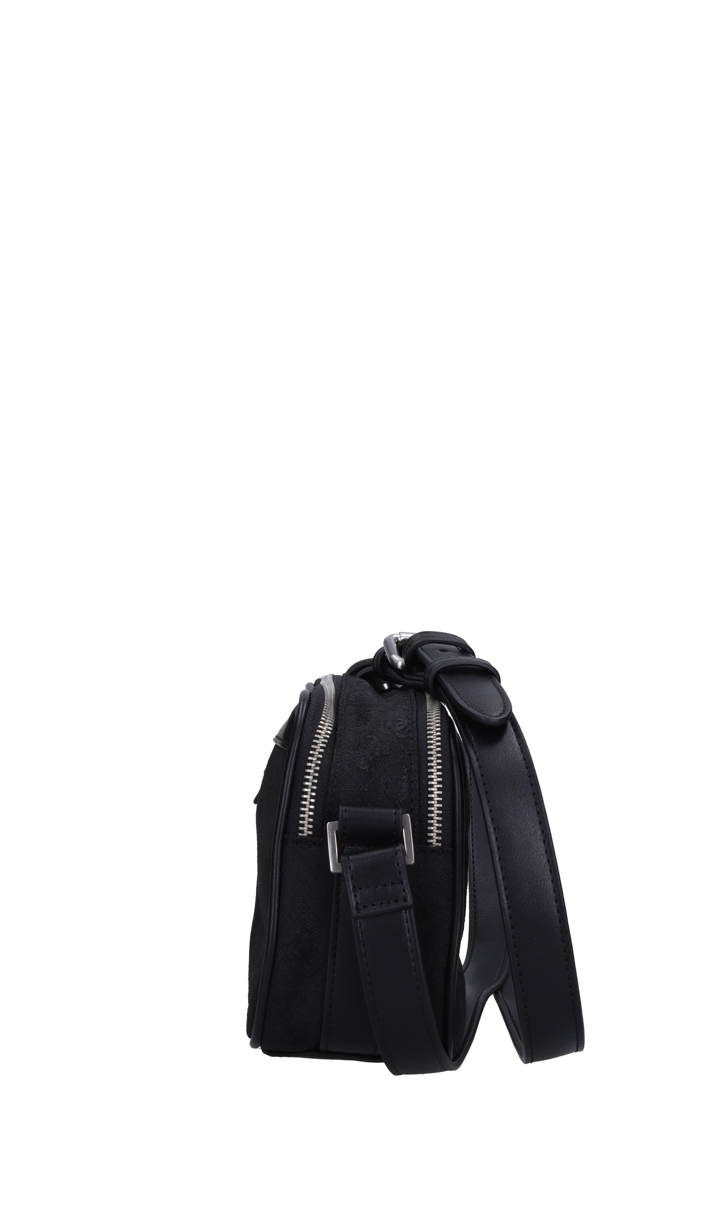 Borsa in tessuto con inserti in ecopelle 