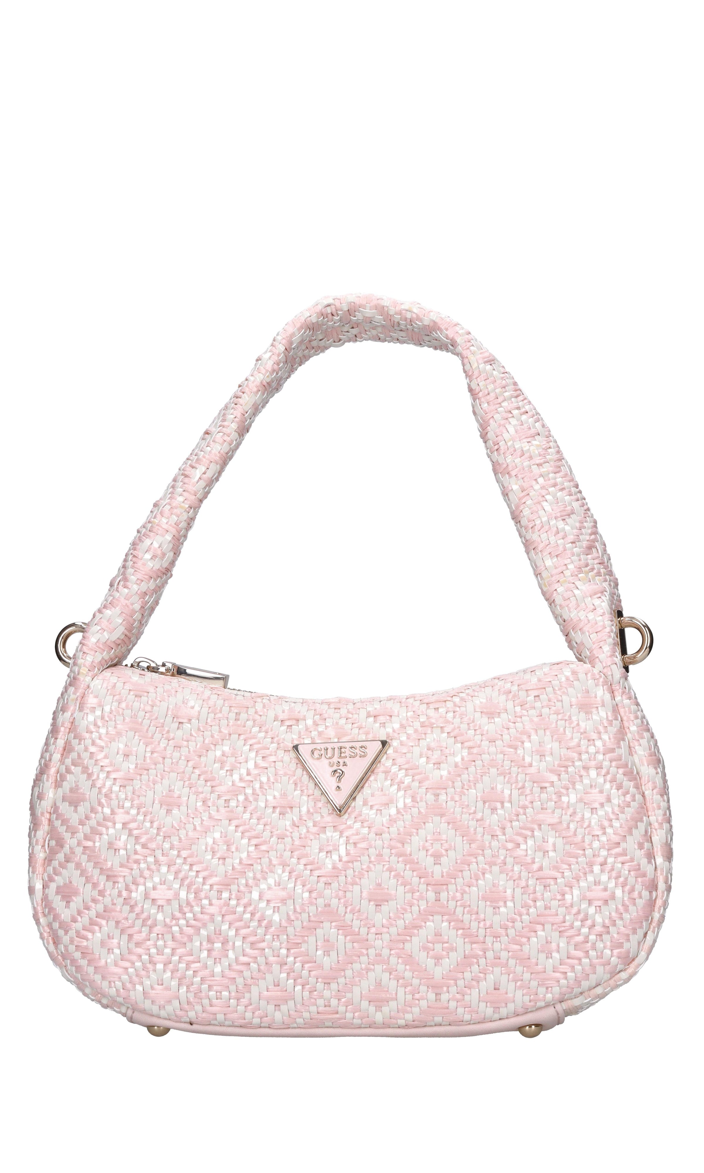 Borsa in ecopelle e rafia intrecciata 