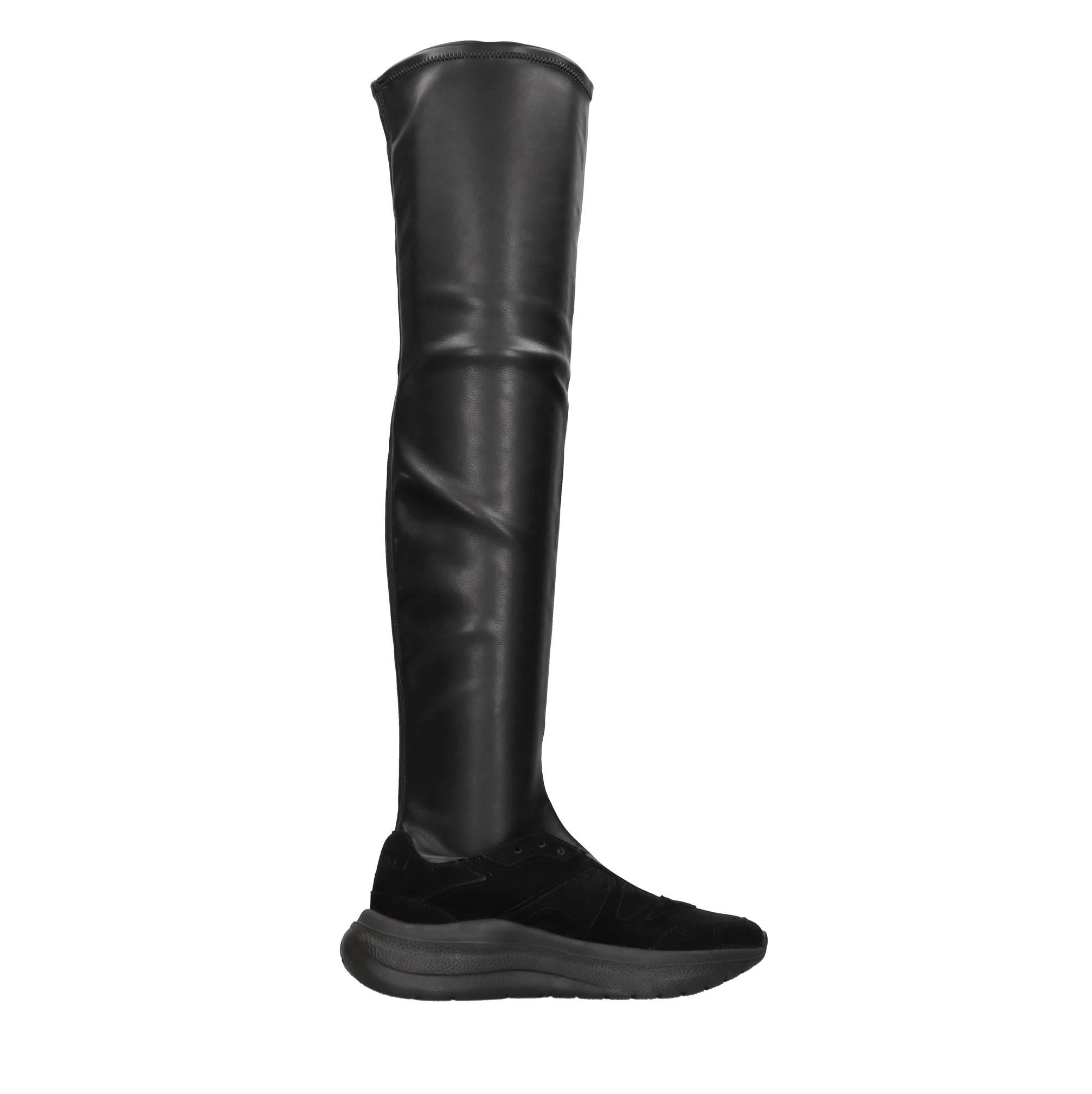Stivali sneakers cuissard in camoscio ed ecopelle stretch 