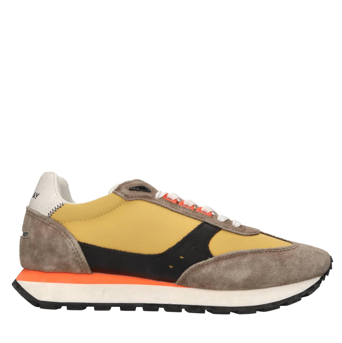 Sneakers in pelle e tessuto 