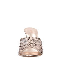 Mules in pelle tessuto e PVC 