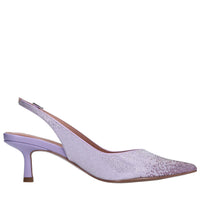 Décolleté slingback in tessuto e brillantini 