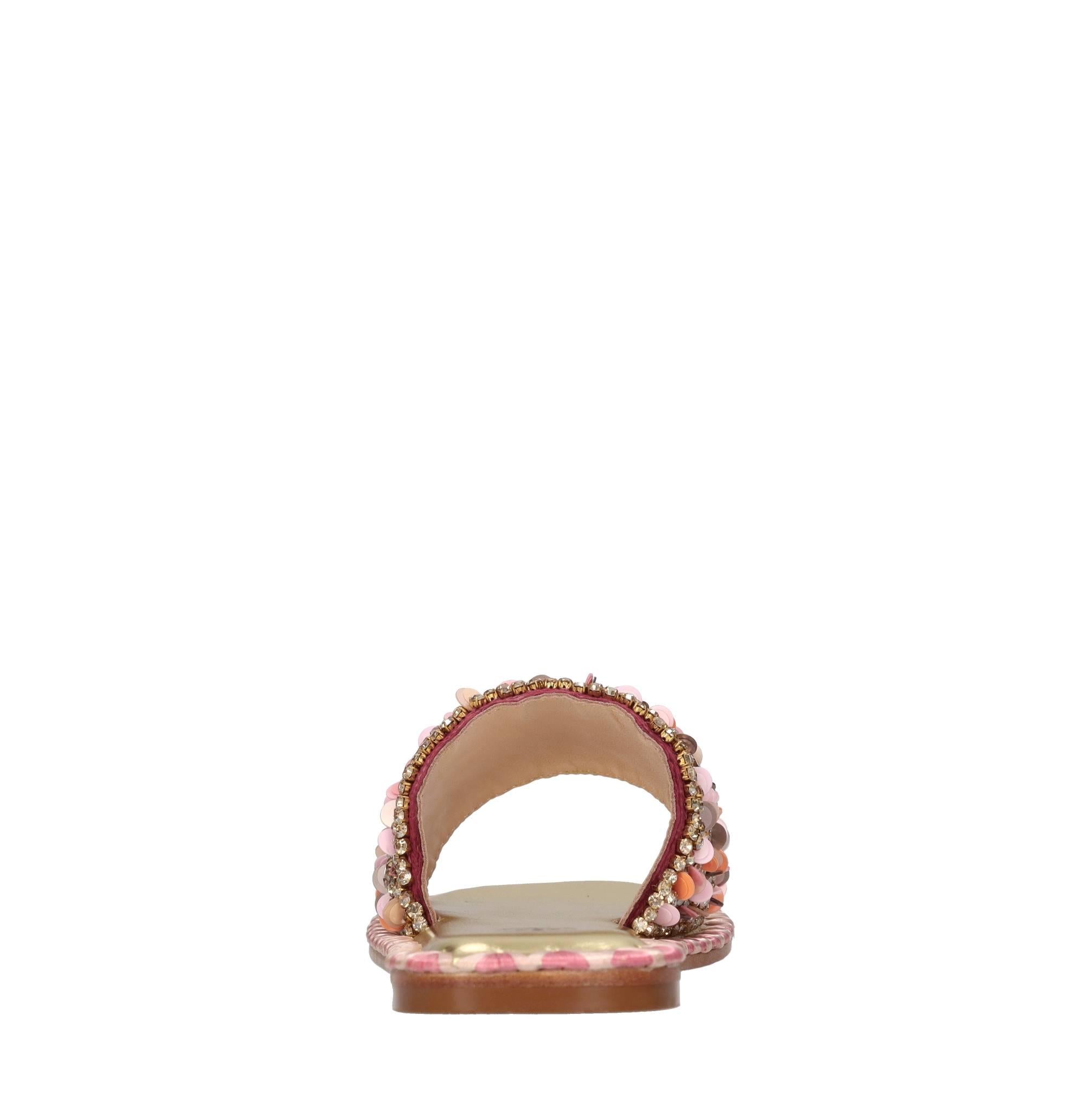 Mules in raso,strass e paillettes 