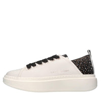 Sneakers in pelle,tessuto e strass 