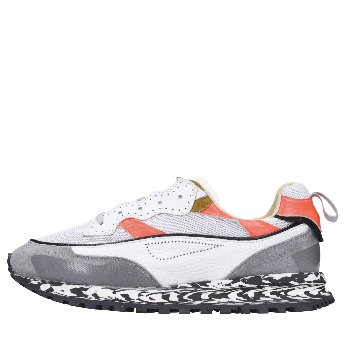 Sneakers in pelle e tessuto 