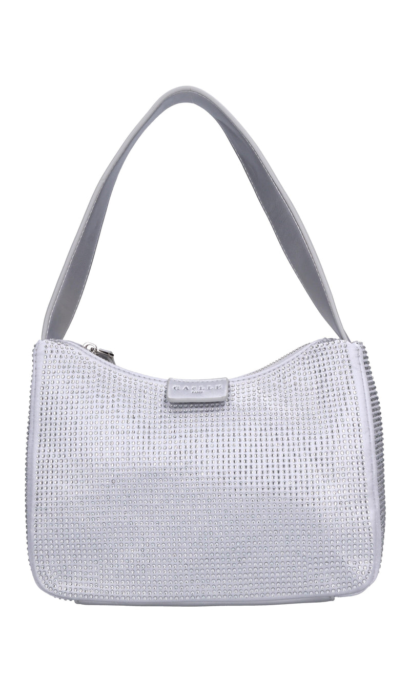 Borsa in tessuto ecopelle e strass 
