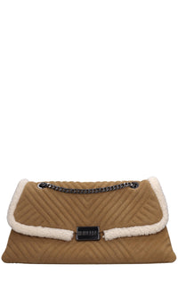 Borsa in camoscio e tessuto 