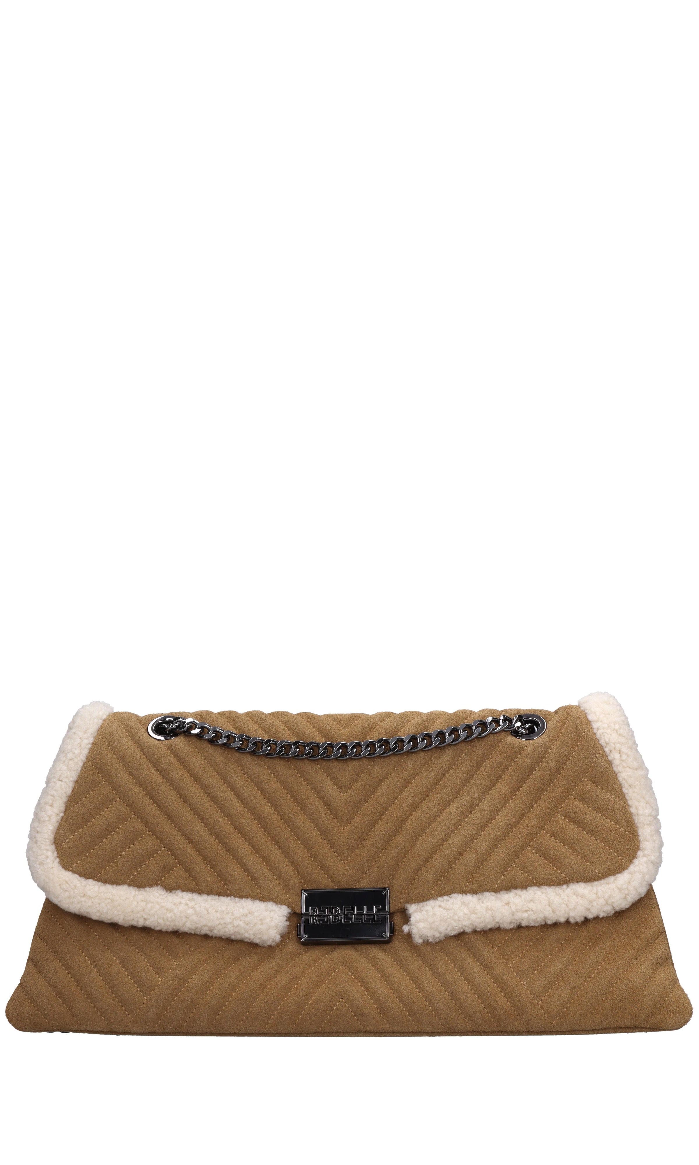 Borsa in camoscio e tessuto 