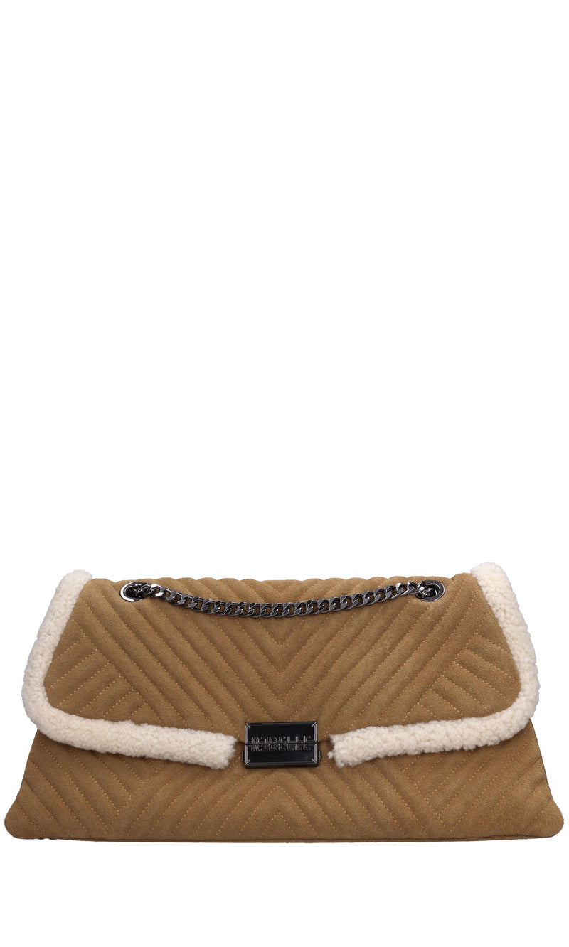 Borsa in camoscio e tessuto 