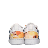 Sneakers in pelle e tessuto 