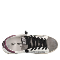 Sneakers in pelle e glitter 