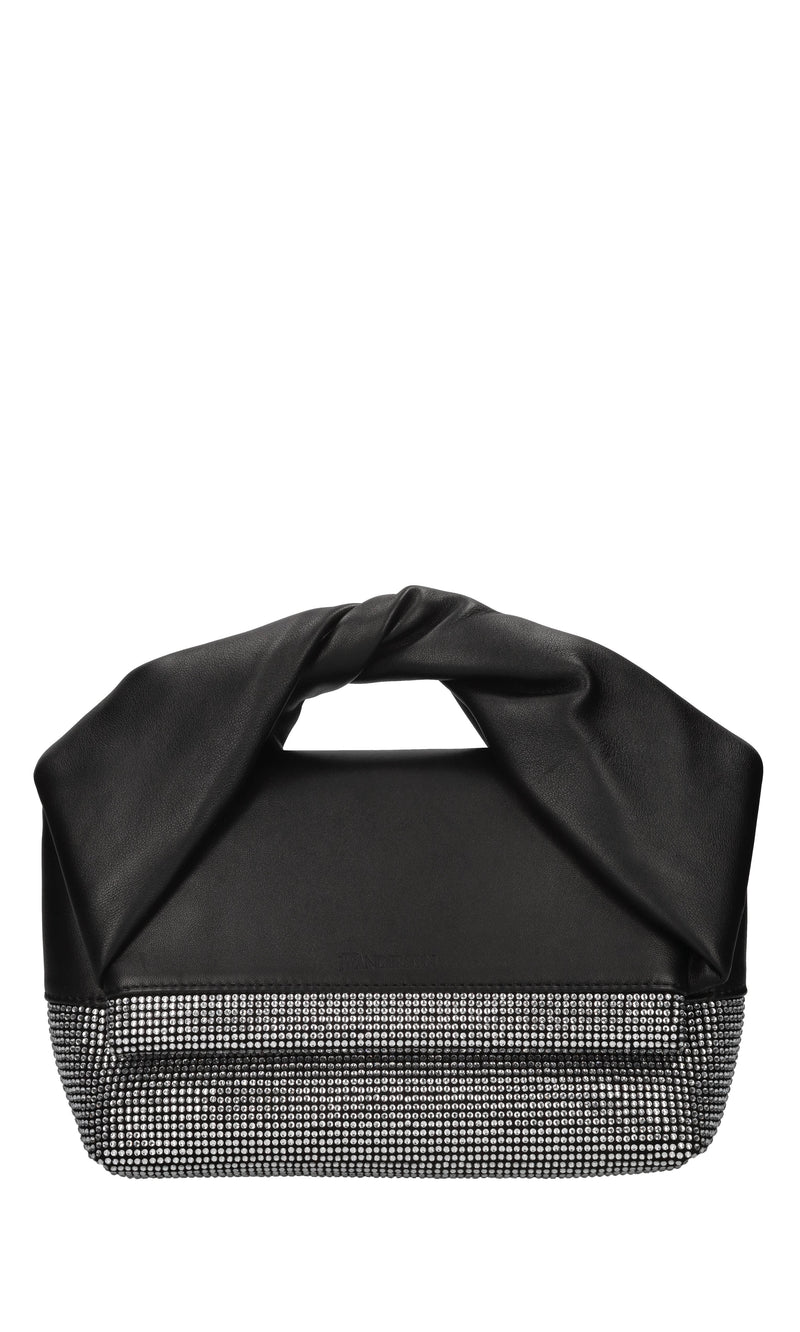 Borsa Twister in pelle e strass 