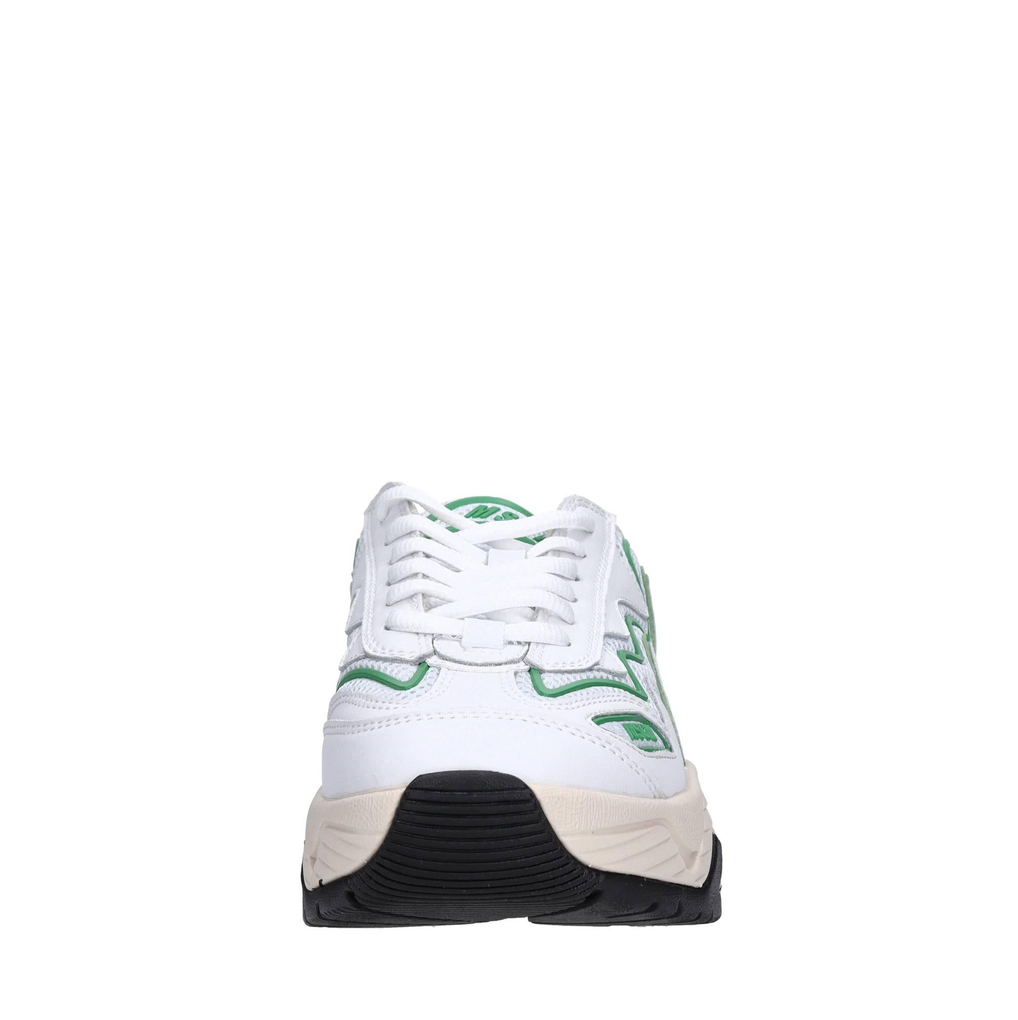 Sneakers in pelle ed tessuto 