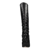 Stivali blade in paillettes e pelle 