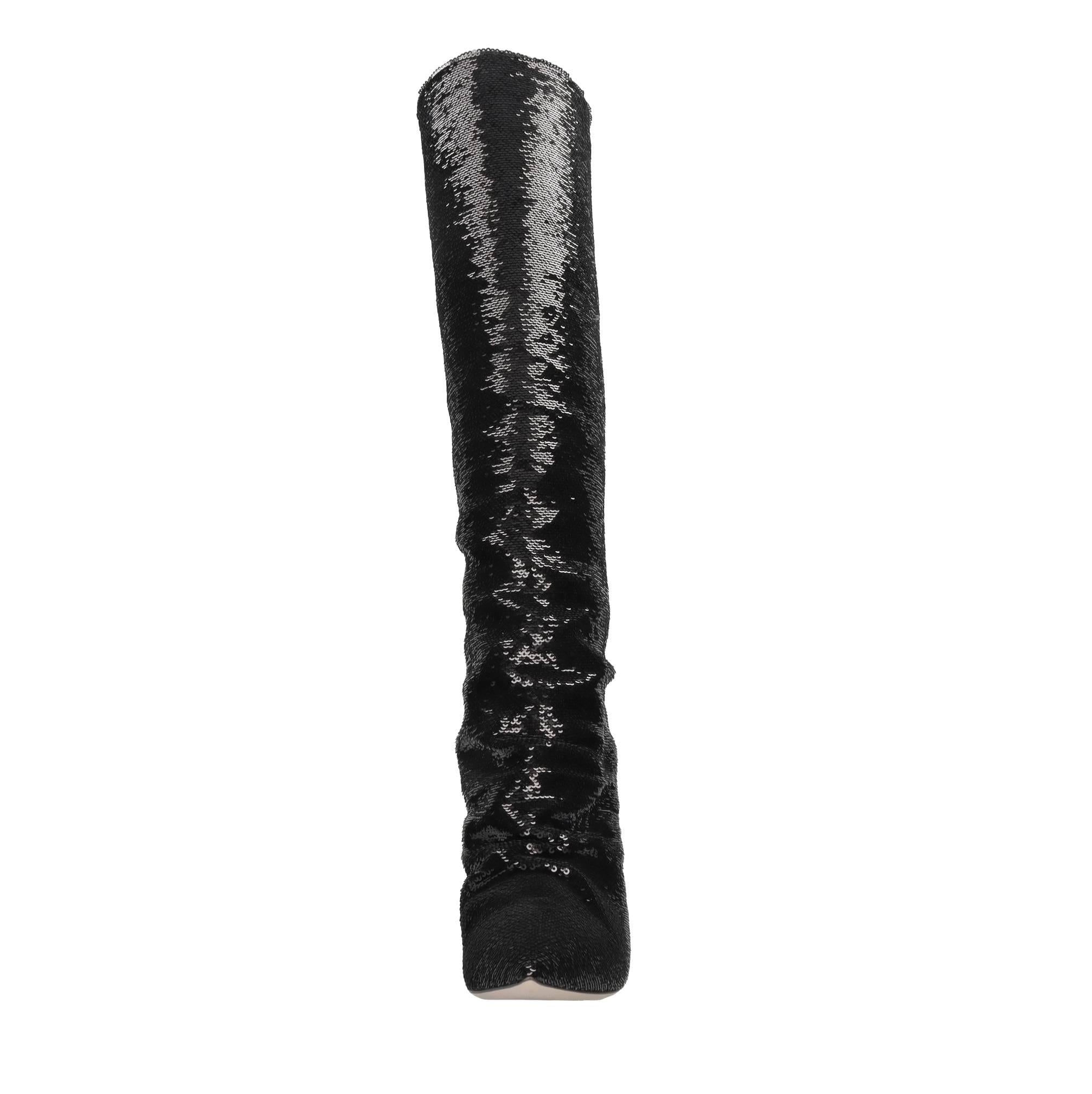 Stivali blade in paillettes e pelle 