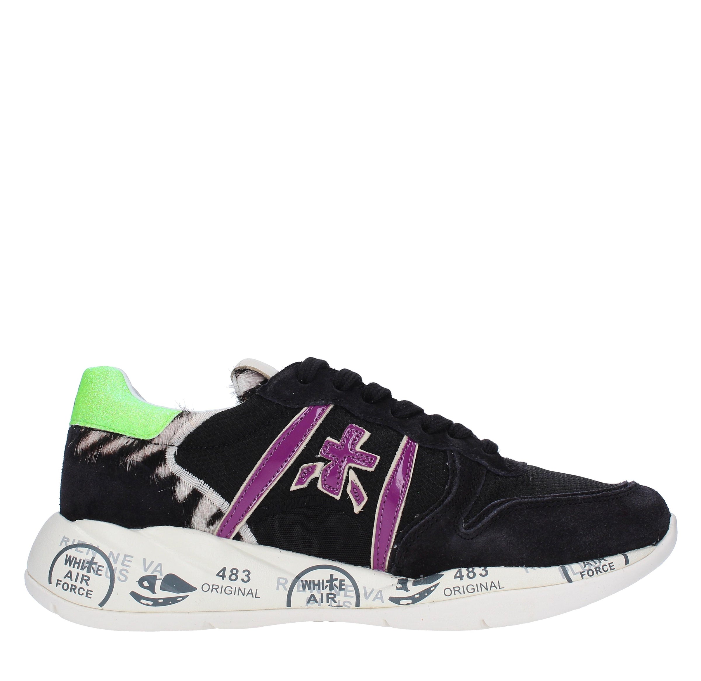 Sneakers in camoscio cavallino e tessuto 