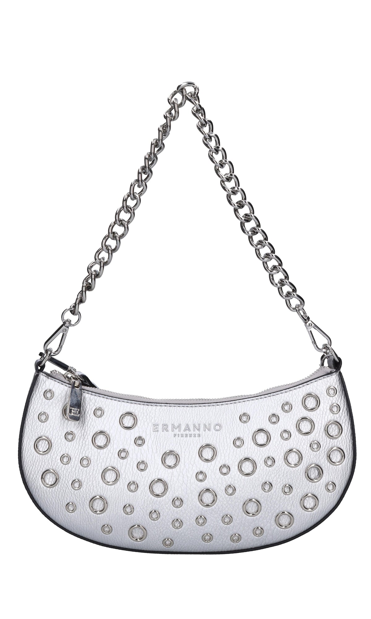 Borsa in ecopelle con occhielli argento 