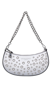 Borsa in ecopelle con occhielli argento 