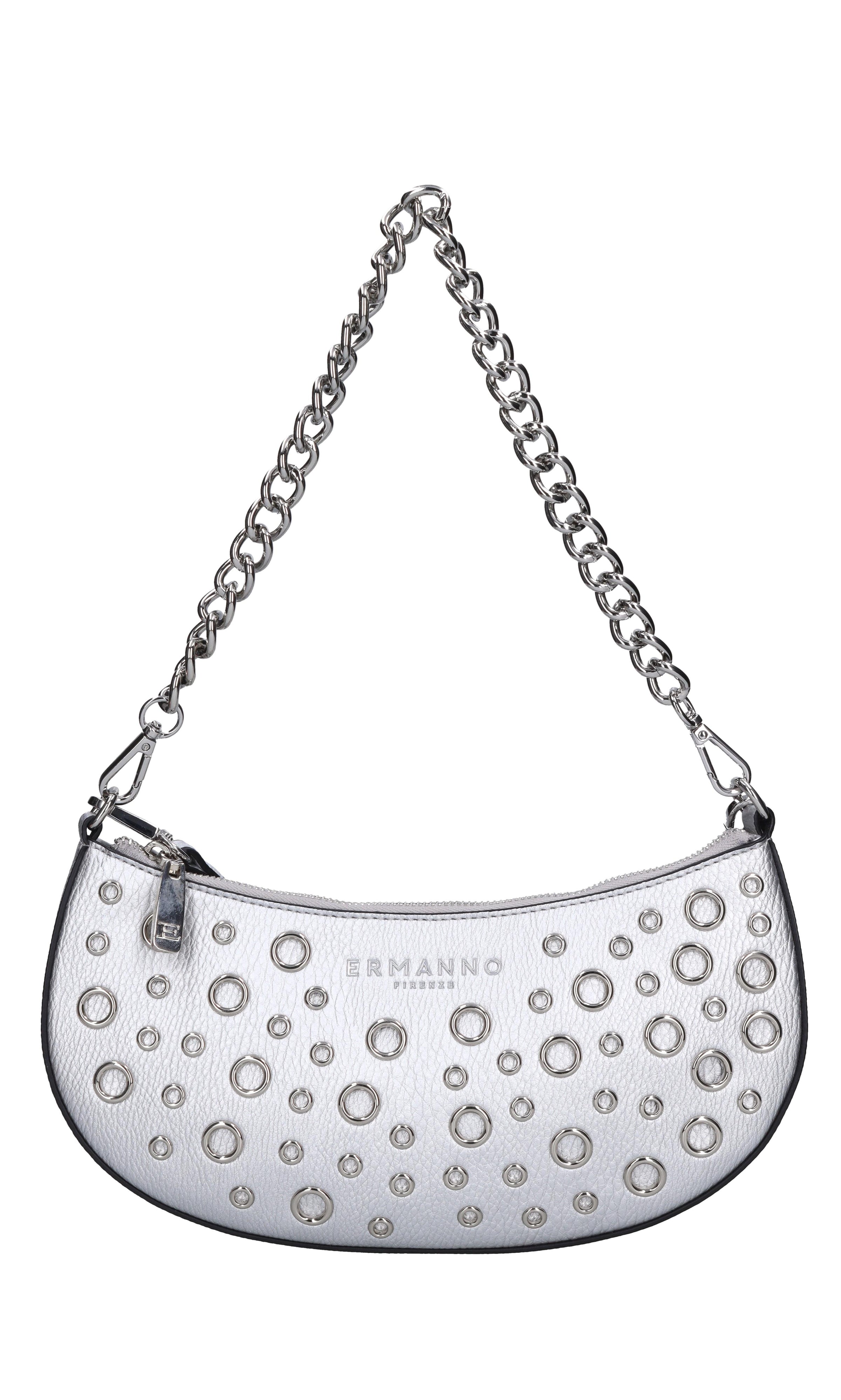 Borsa in ecopelle con occhielli argento 