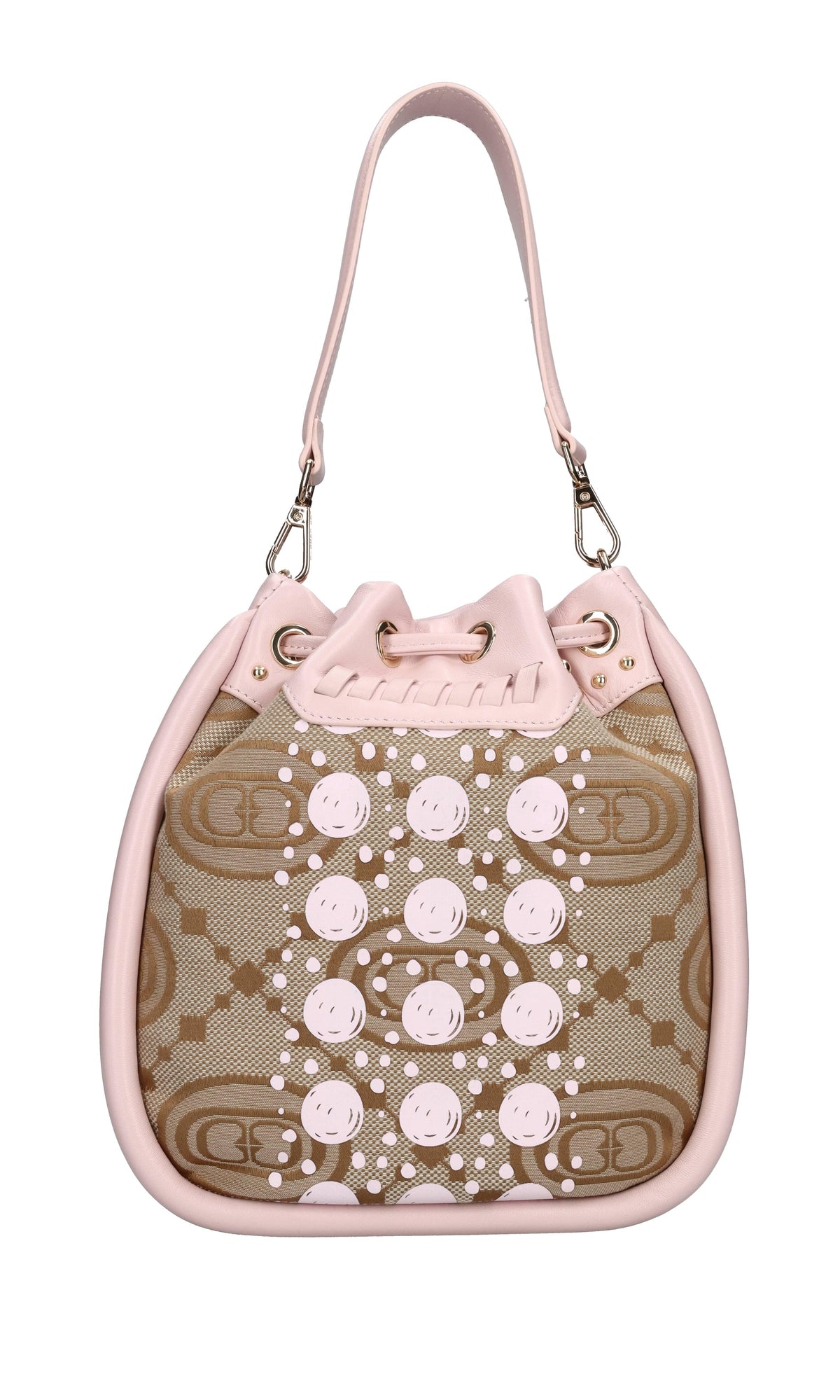 Borsa monogram in pelle e tessuto 