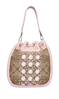 Borsa monogram in pelle e tessuto 