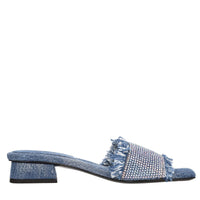 Mules in tessuto e strass 