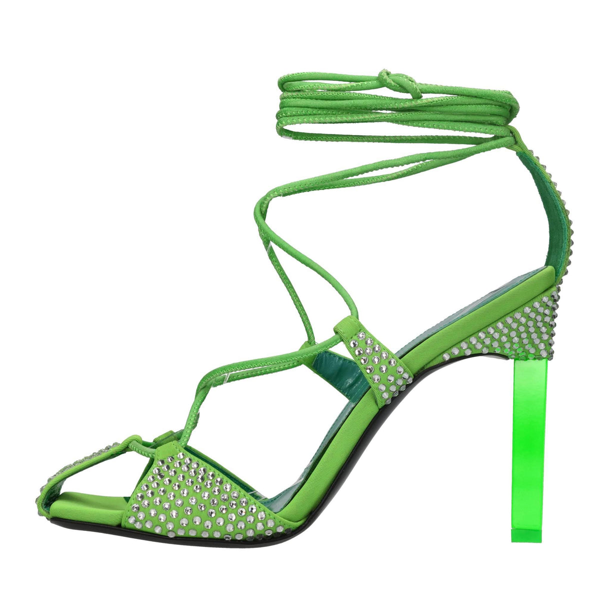 Sandali Adele in pelle, tessuto e strass 