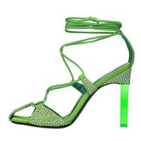 Sandali Adele in pelle, tessuto e strass 