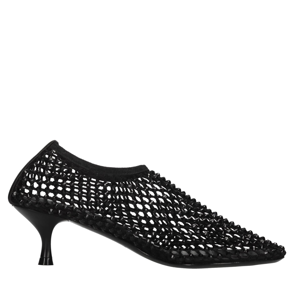 Décolleté Connie in pelle tessuto e strass 