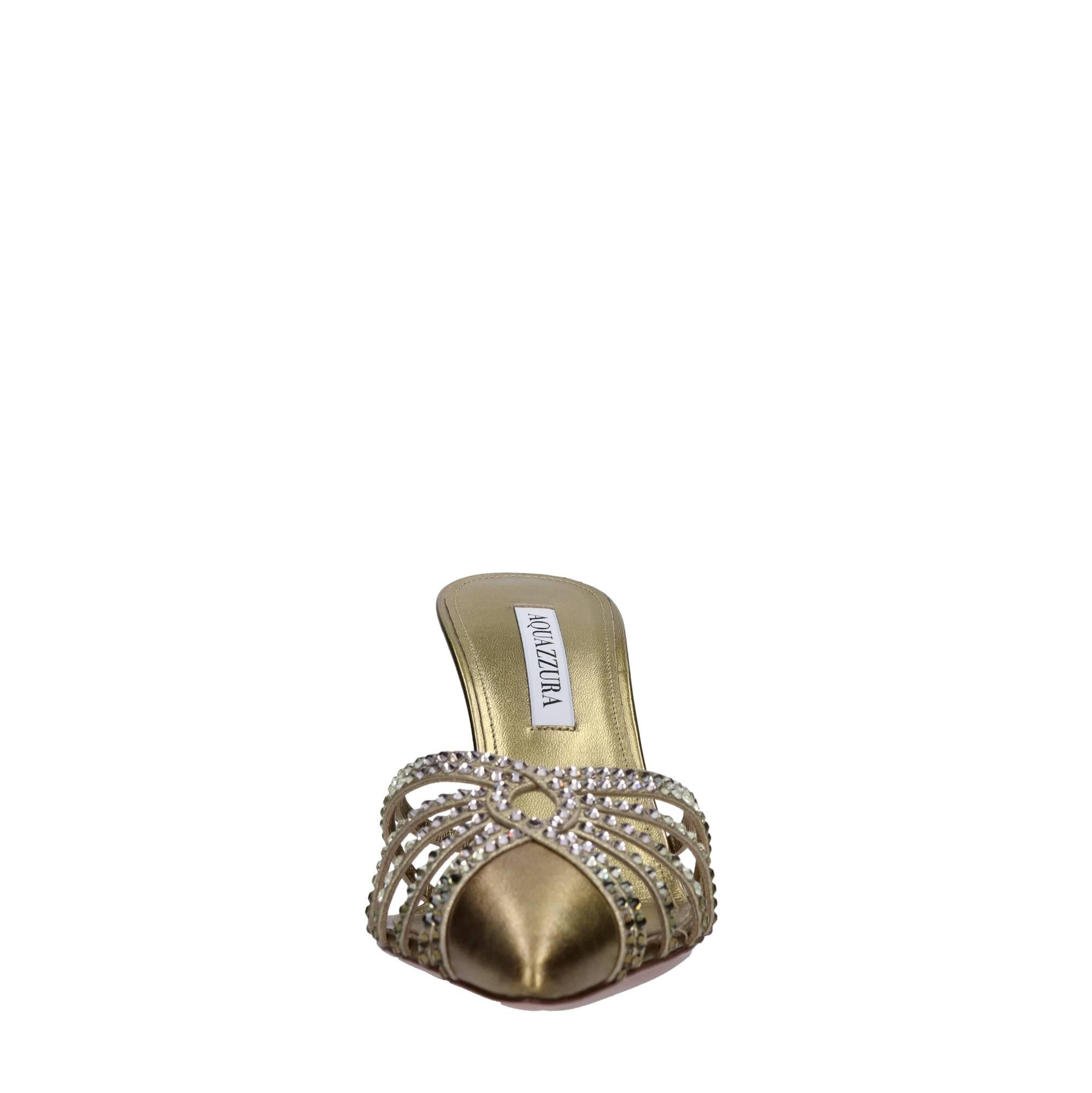 Mules in pelle e strass 