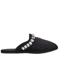 Sabot in rafia e tessuto 