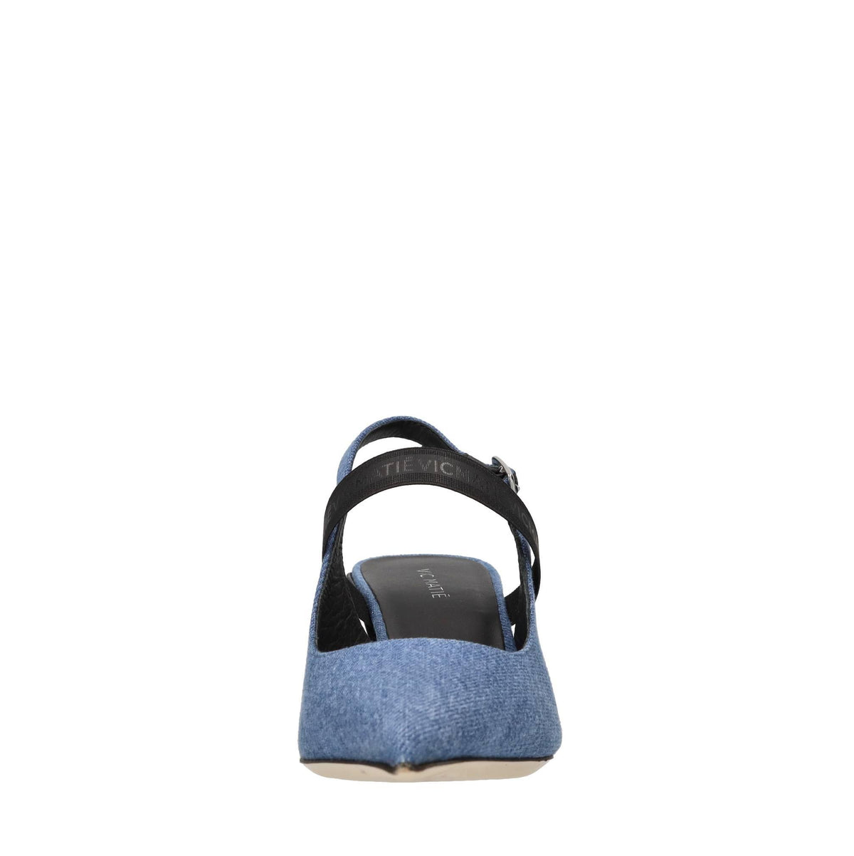 Décolleté slingback in denim 