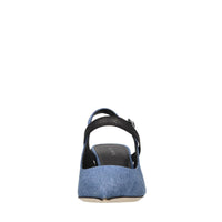 Décolleté slingback in denim 