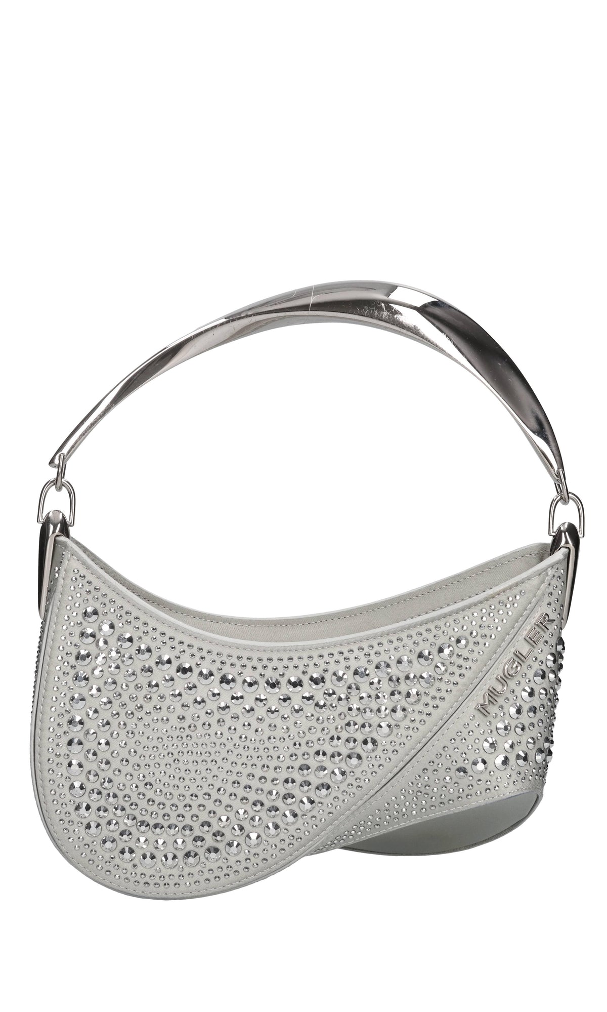 Borsa Spiral Curve in raso e cristalli 