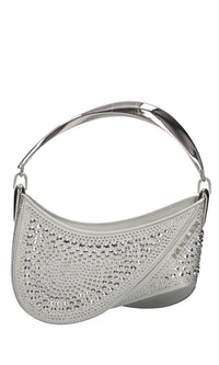 Borsa Spiral Curve in raso e cristalli 