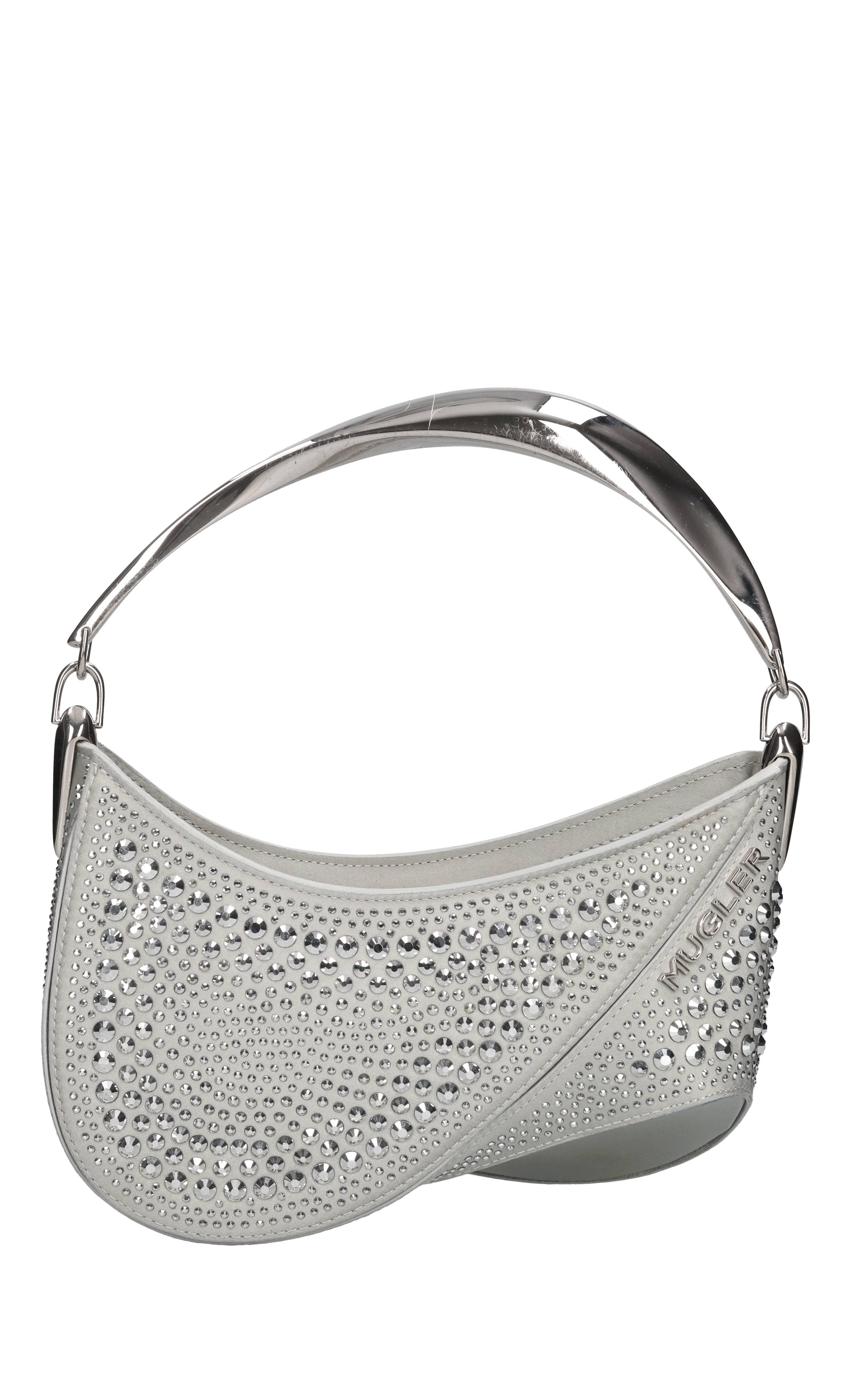 Borsa Spiral Curve in raso e cristalli 