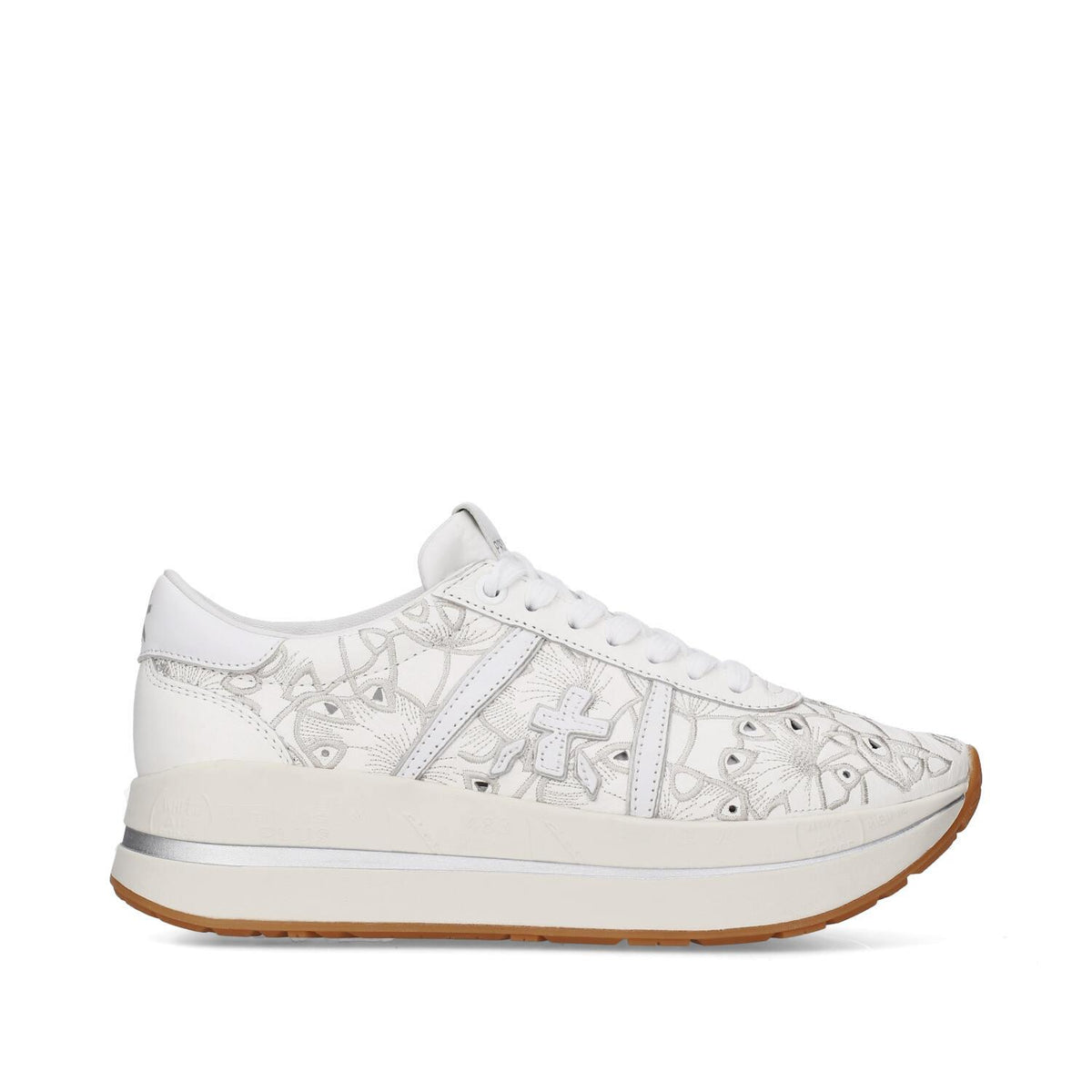 Sneakers in pelle e tessuto 