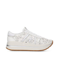 Sneakers in pelle e tessuto 
