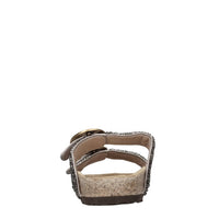 Mules in pelle, tessuto e perline 