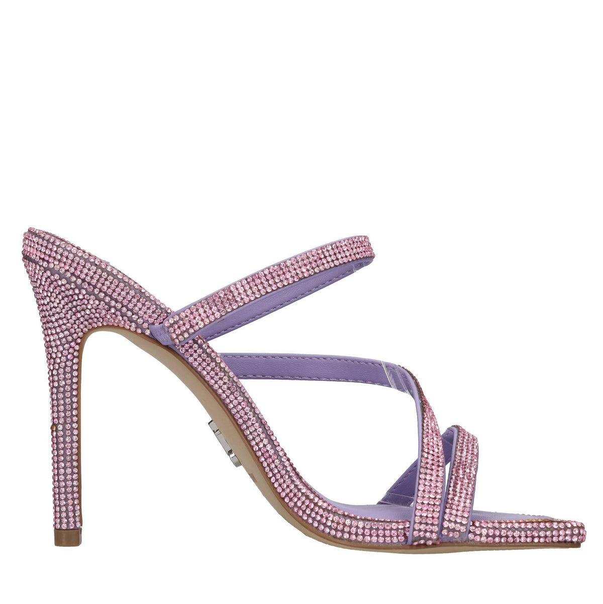 Mules in tessuto e glitter 