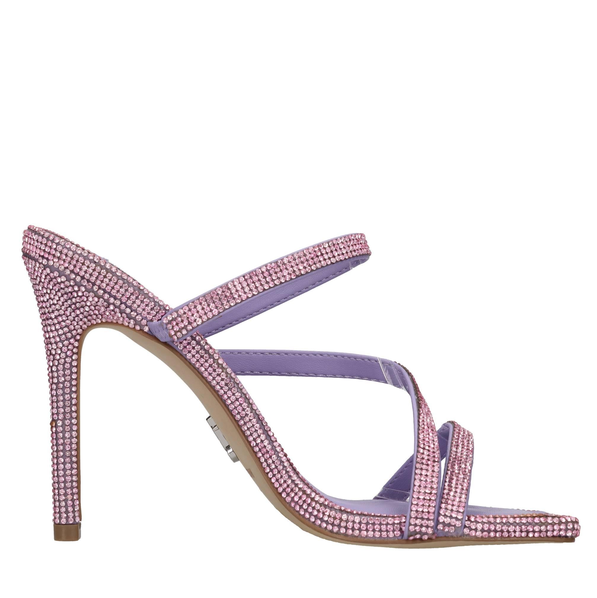 Mules in tessuto e glitter 