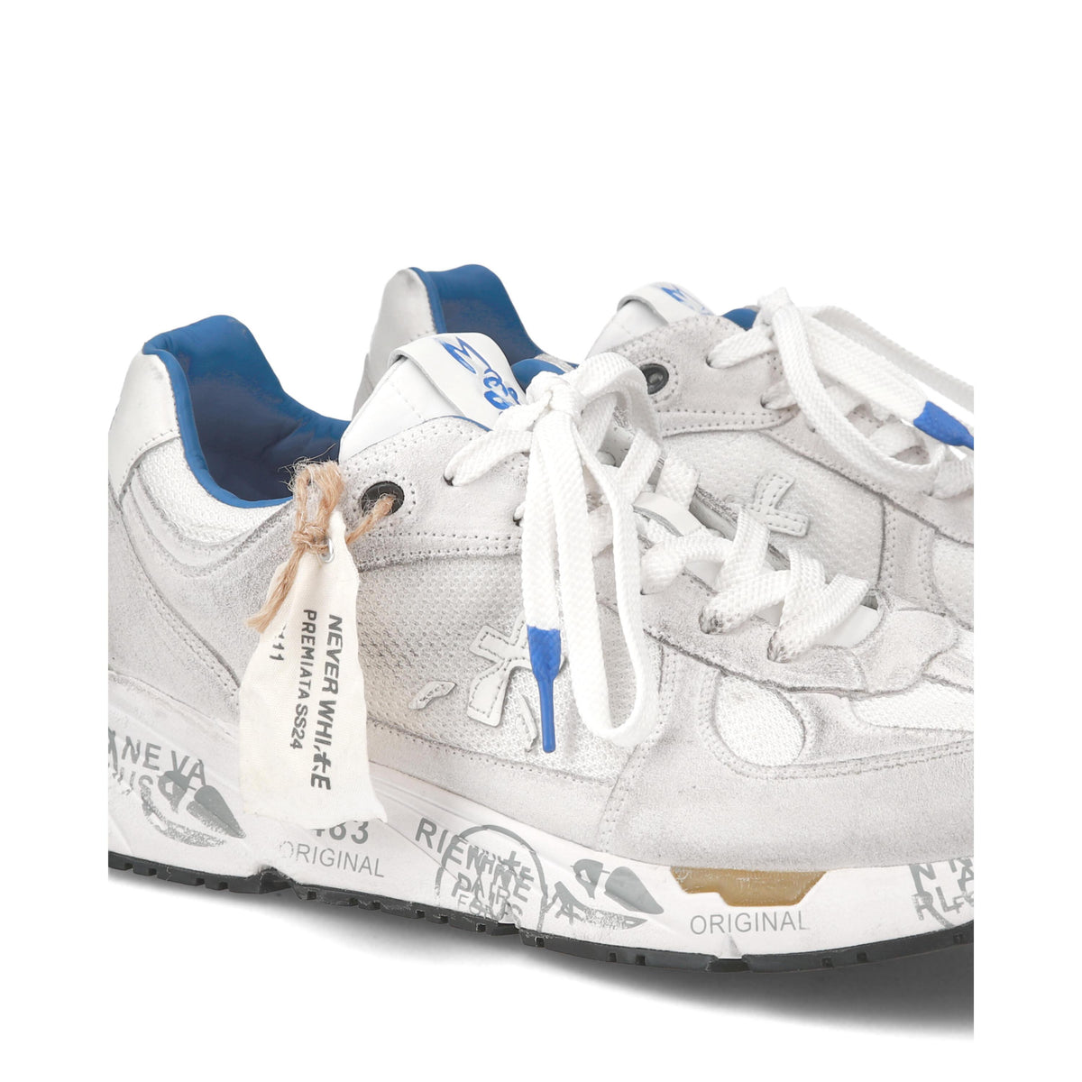 Sneakers in pelle scamosciata e tessuto 