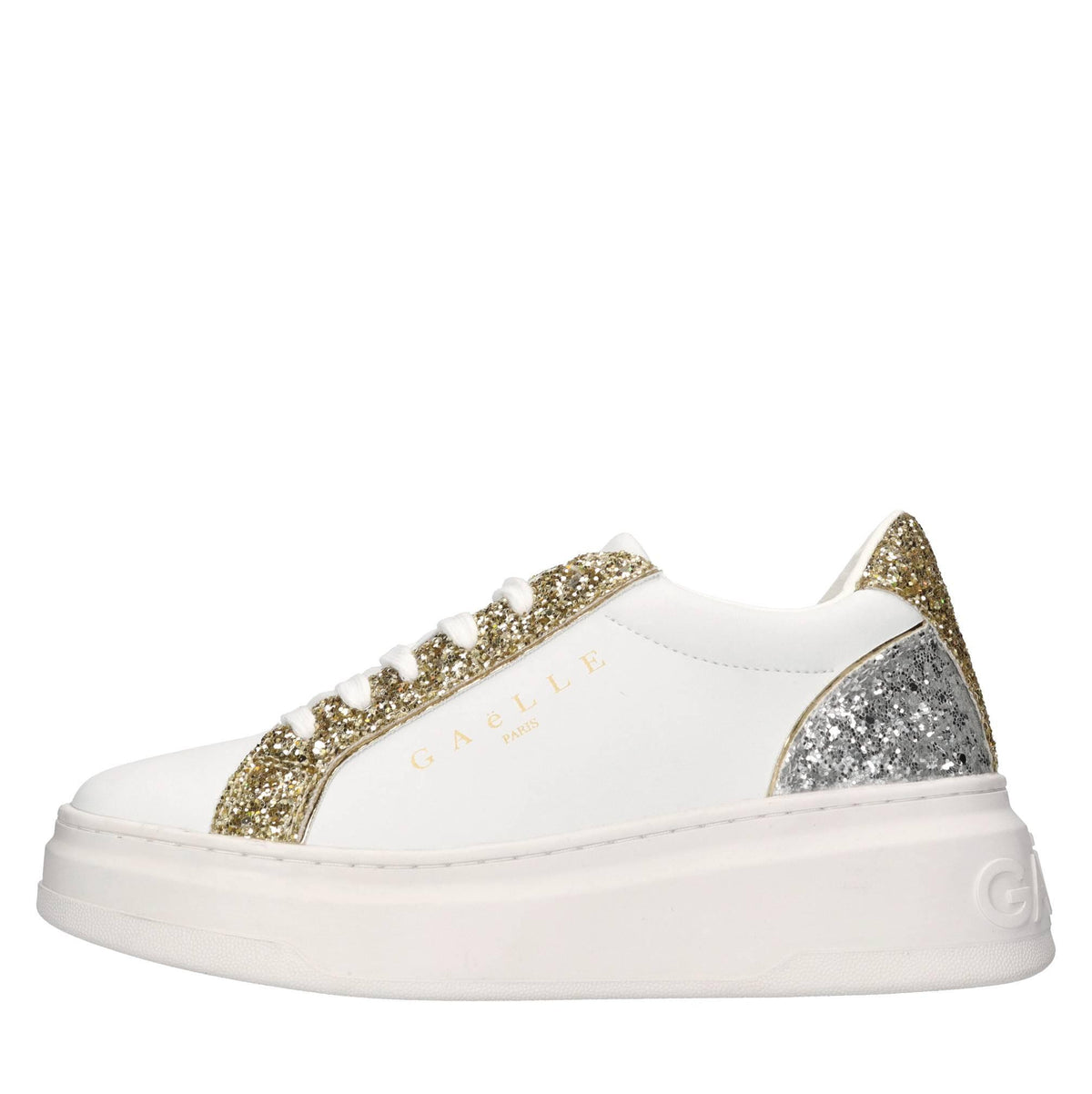Sneakers in pelle e glitter 
