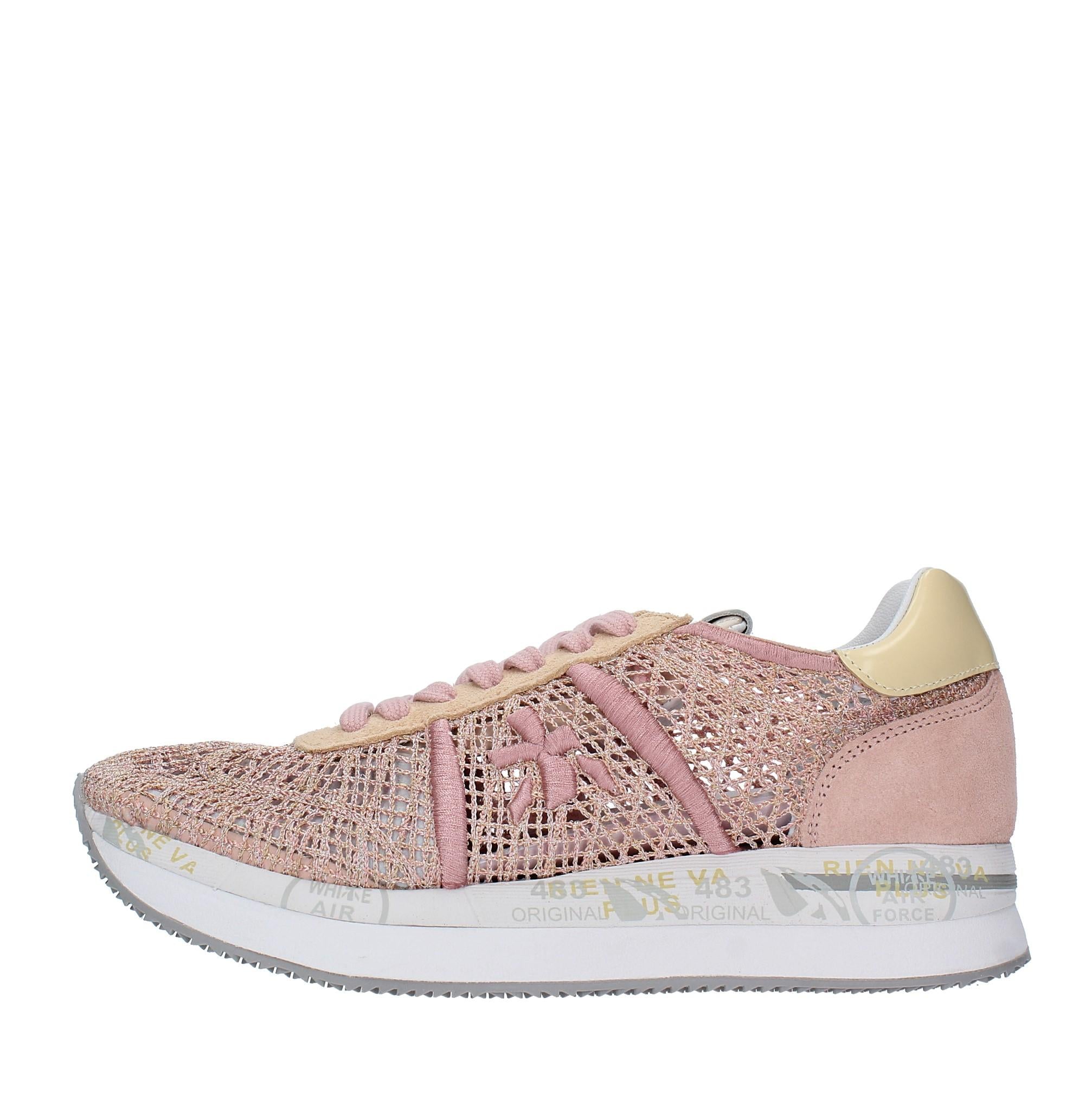 Sneakers in pelle e tessuto 